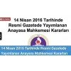 Anayasa Mahkemesi 14 Nisan 2016
