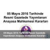 Anayasa Mahkemesi Kararları 05.05.2016