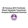 Resmi Gazetede Yayımlanan Anayasa Mahkemesi Kararları