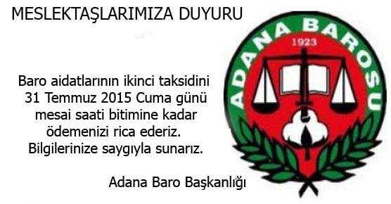 Baro aidatları ikinci taksitleri ile ilgili duyuru