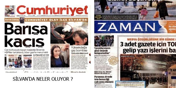 Silvan'da yaşananlar gazetelerin birinci sayfasında