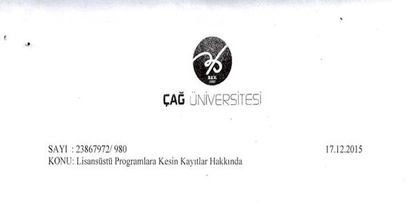ÇAĞ ÜNİVERSİTESİ YÜKSEK LİSANS HAKKINDA