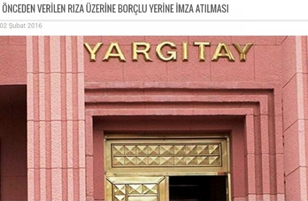 ÖNCEDEN VERİLEN RIZA ÜZERİNE BORÇLU YERİNE İMZA ATILMASI