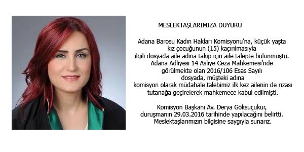 Kadın Hakları Komisyonu, küçük yaşta kızı kaçırma dosyasına katılma talebinde bulundu