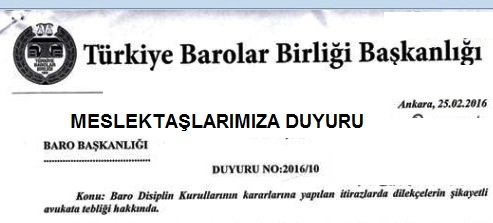 Baro Disiplin Kurallarına...(03.03.2016)