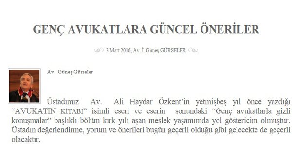 GENÇ AVUKATLARA GÜNCEL ÖNERİLER