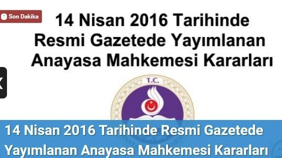 Anayasa Mahkemesi 14 Nisan 2016
