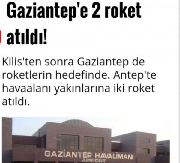 Gaziantep'e iki roket