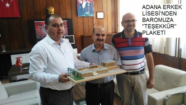 Adana Erkek Lisesi'nden, Baromuza "teşekkür" plaketi