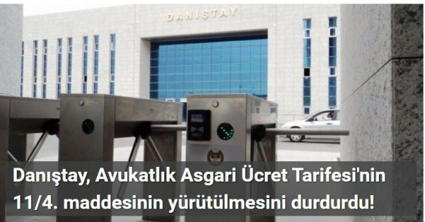 Danıştay, Avukatlık Asgari Ücret Tarifesi'nin 11/4