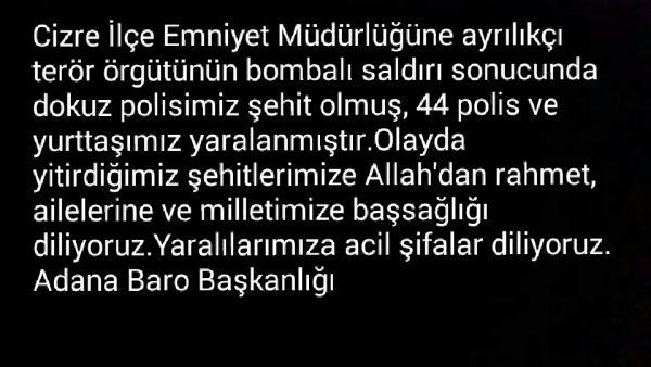 Şırnak'ın Cizre ilçesinde patlama